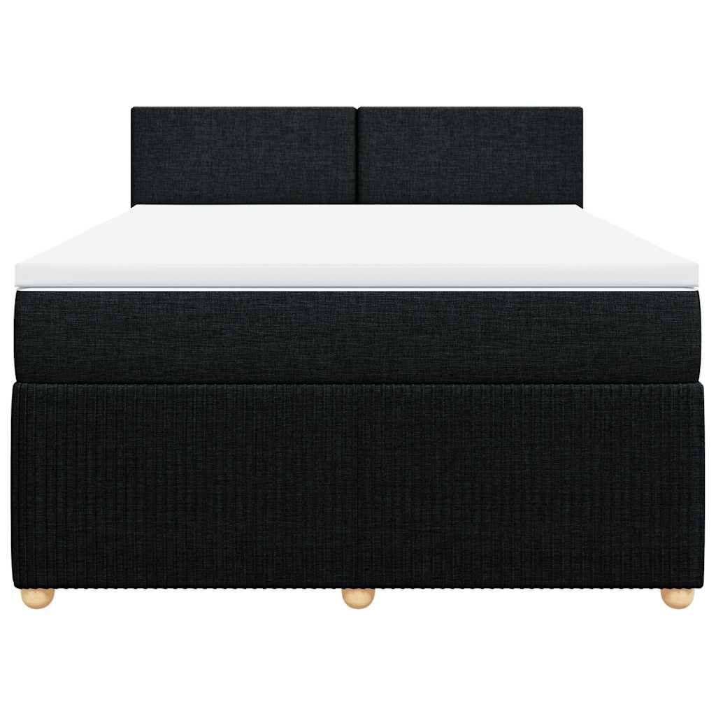 vidaXL Boxspringbett mit Matratze Schwarz 140x190 cm Stoff