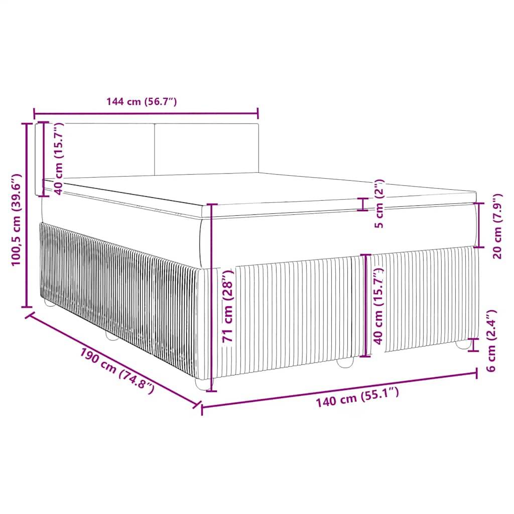 vidaXL Boxspringbett mit Matratze Taupe 140x190 cm Stoff