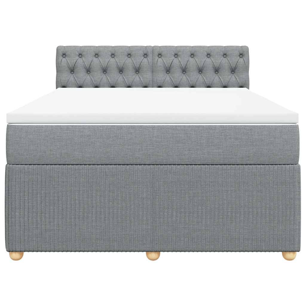vidaXL Boxspringbett mit Matratze Hellgrau 140x200 cm Stoff
