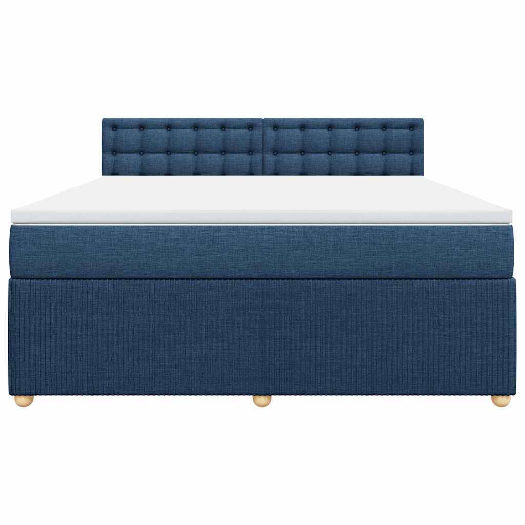 vidaXL Boxspringbett mit Matratze Blau 180x200 cm Stoff