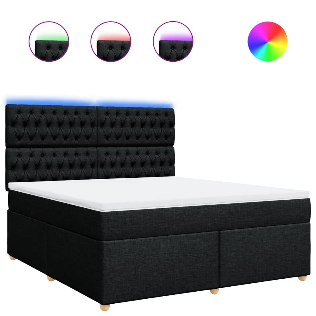 vidaXL Boxspringbett mit Matratze Schwarz 180x200 cm Stoff