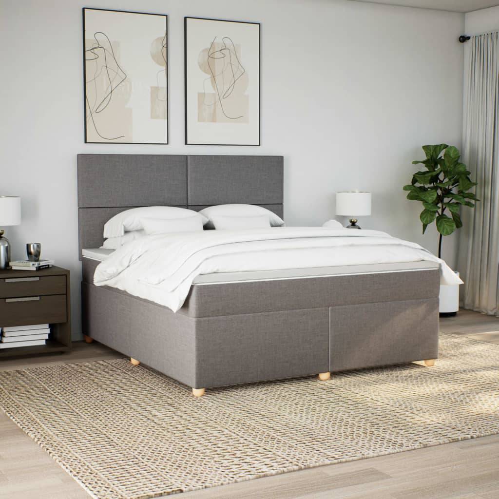 vidaXL Boxspringbett mit Matratze Taupe 180x200 cm Stoff