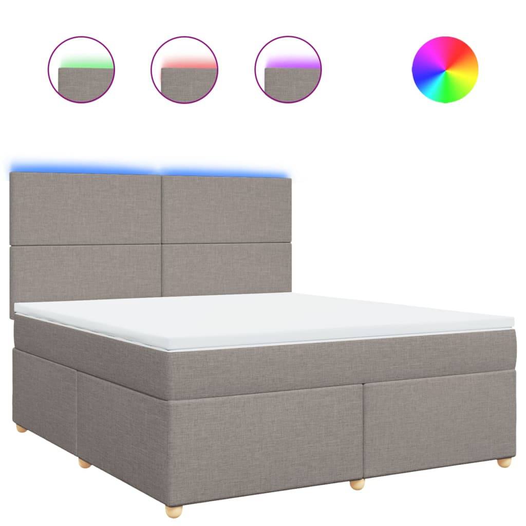 vidaXL Boxspringbett mit Matratze Taupe 180x200 cm Stoff