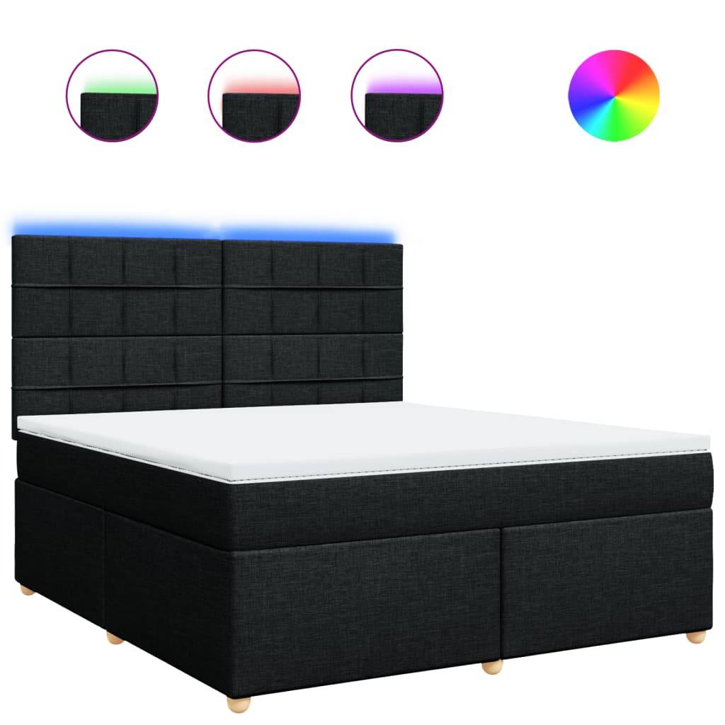 vidaXL Boxspringbett mit Matratze Schwarz 180x200 cm Stoff
