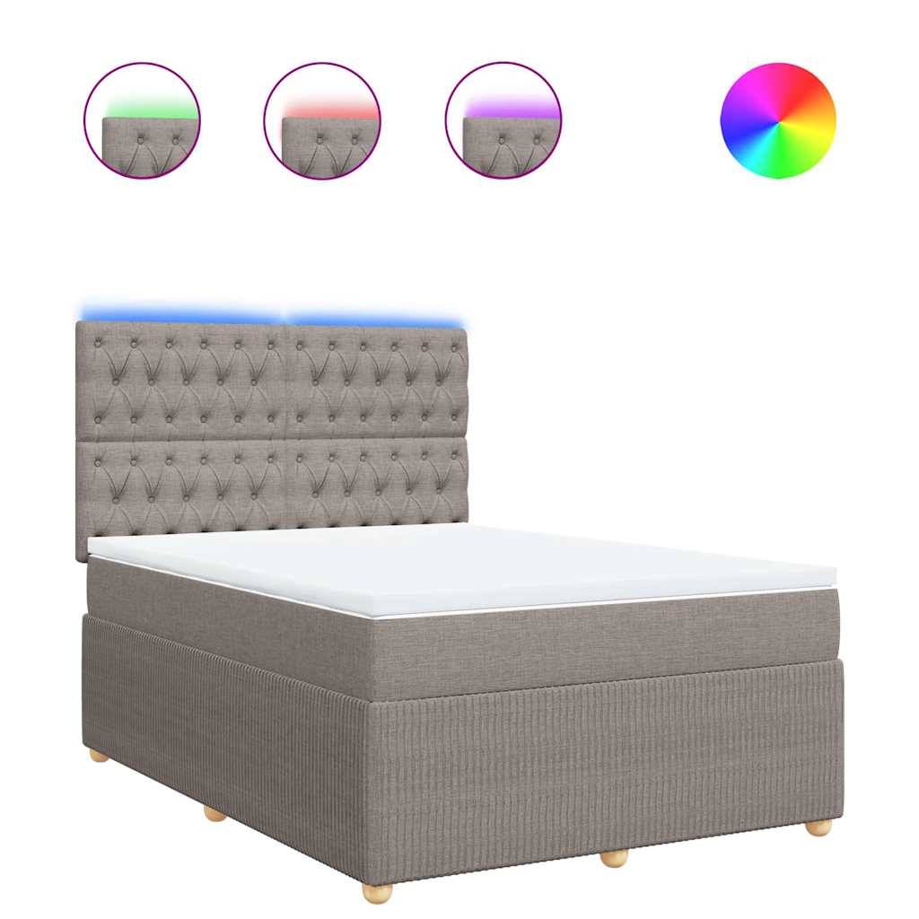 vidaXL Boxspringbett mit Matratze Taupe 160x200 cm Stoff