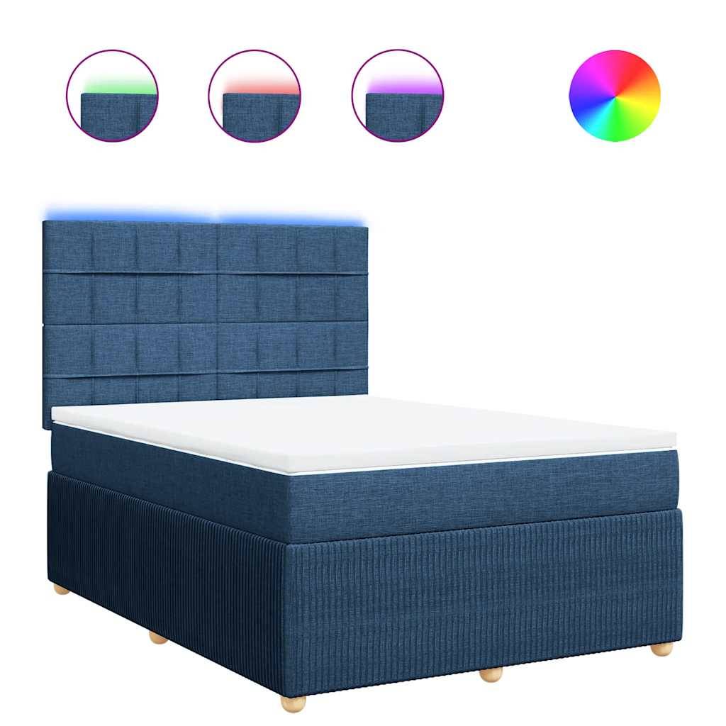 vidaXL Boxspringbett mit Matratze Blau 160x200 cm Stoff