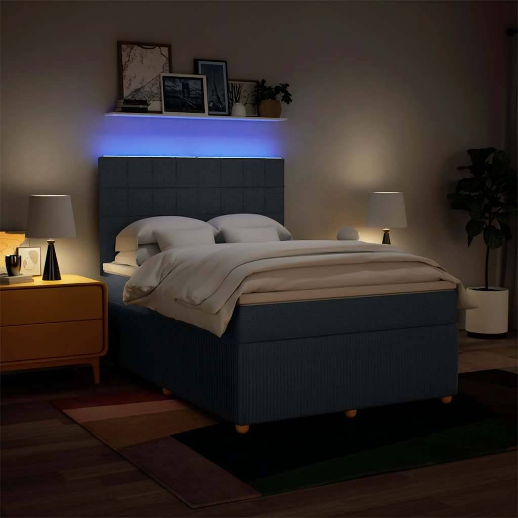 vidaXL Boxspringbett mit Matratze Blau 140x190 cm Stoff