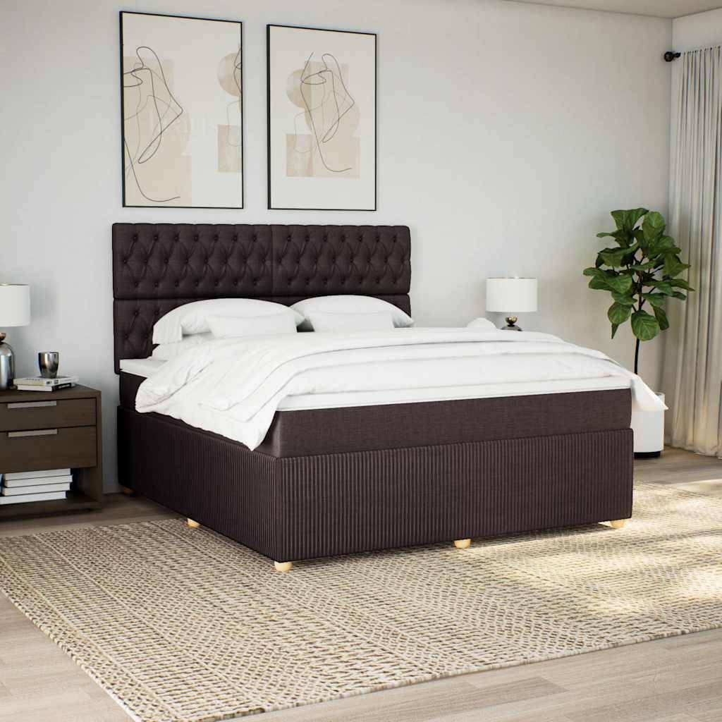 vidaXL Boxspringbett mit Matratze Dunkelbraun 180x200 cm Stoff