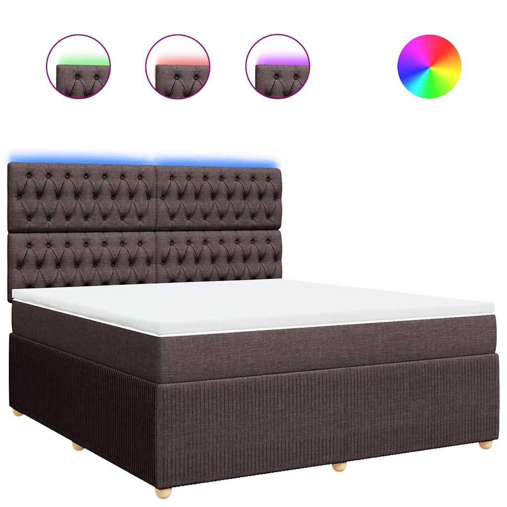 vidaXL Boxspringbett mit Matratze Dunkelbraun 180x200 cm Stoff