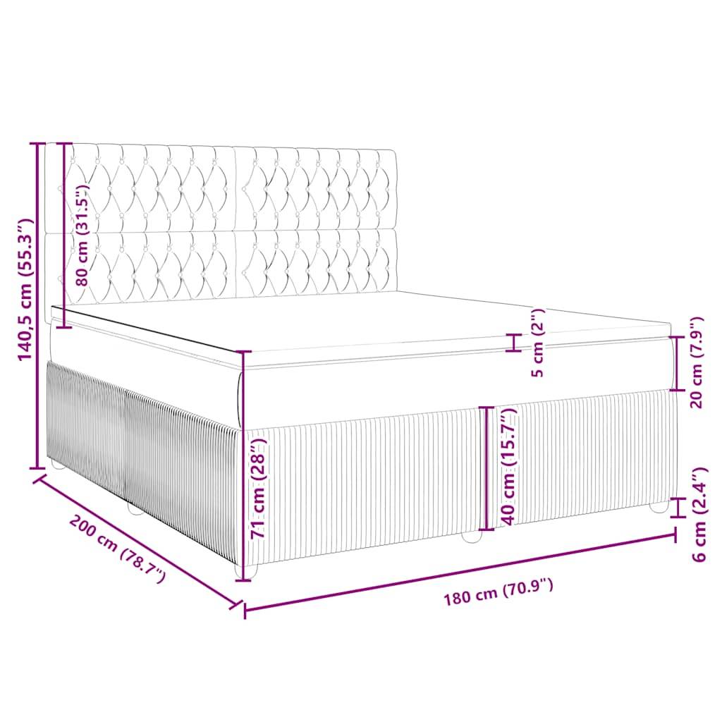 vidaXL Boxspringbett mit Matratze Dunkelbraun 180x200 cm Stoff