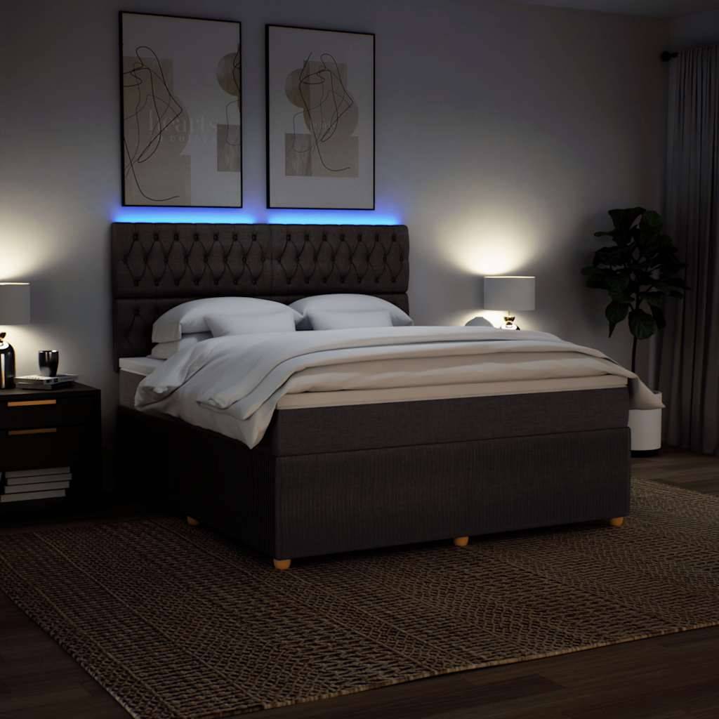 vidaXL Boxspringbett mit Matratze Dunkelbraun 180x200 cm Stoff