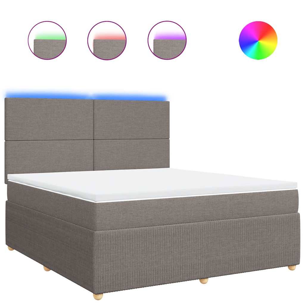 vidaXL Boxspringbett mit Matratze Taupe 180x200 cm Stoff