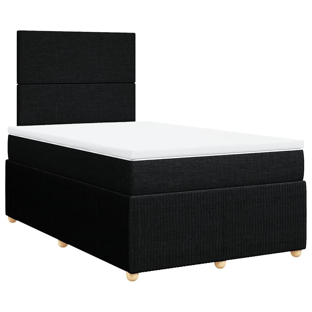 vidaXL Boxspringbett mit Matratze Schwarz 120x200 cm Stoff