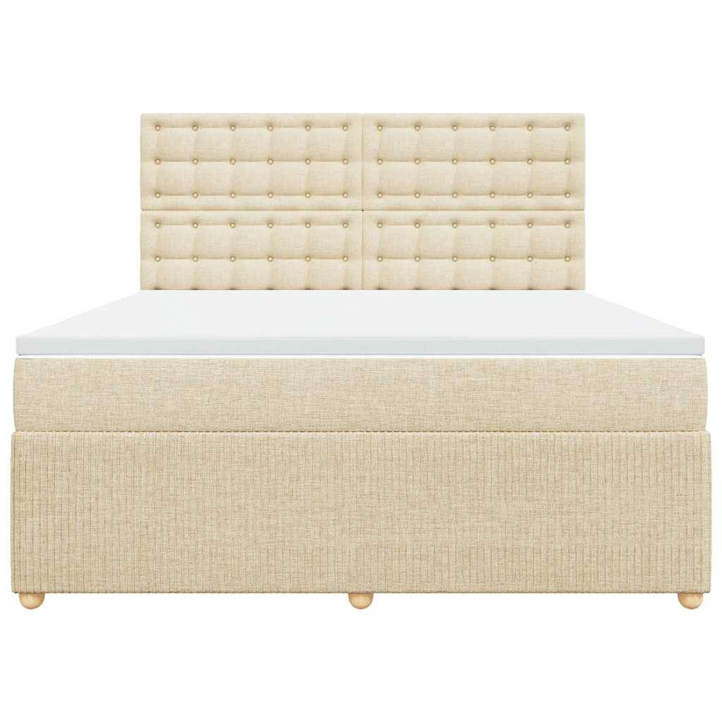 vidaXL Boxspringbett mit Matratze Creme 180x200 cm Stoff