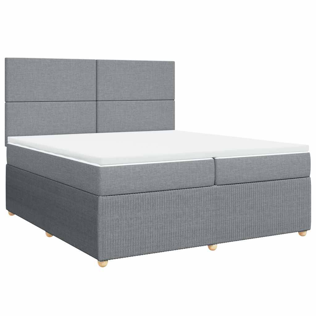 vidaXL Boxspringbett mit Matratze Hellgrau 200x200 cm Stoff