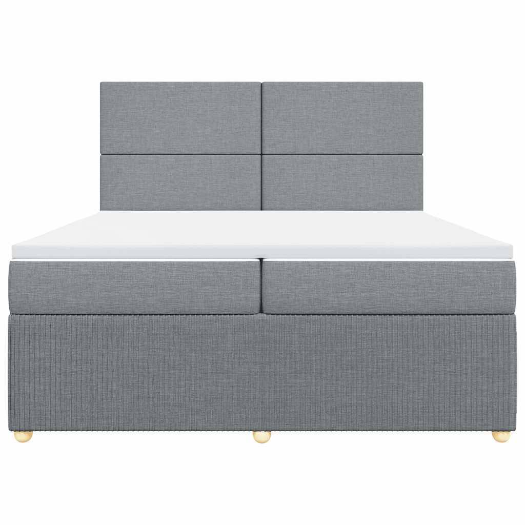 vidaXL Boxspringbett mit Matratze Hellgrau 200x200 cm Stoff