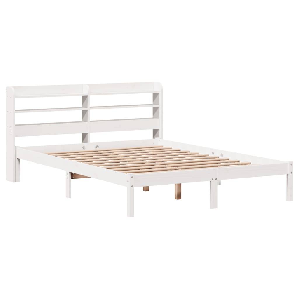 vidaXL Massivholzbett ohne Matratze Weiß 140x200 cm Kiefernholz