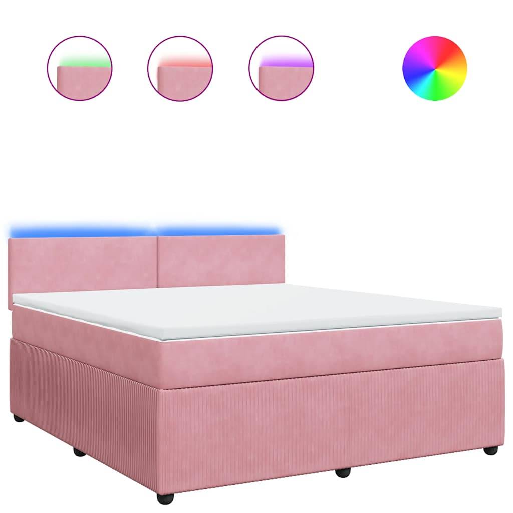 vidaXL Boxspringbett mit Matratze Rosa 180x200 cm Samt