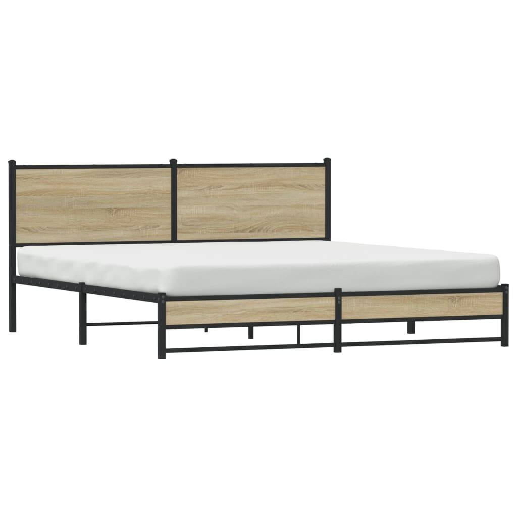 vidaXL Metallbett ohne Matratze Sonoma-Eiche 183x213 cm