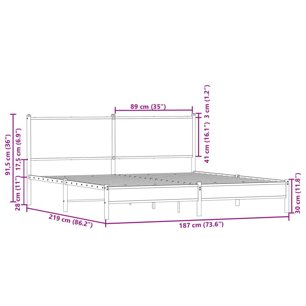 vidaXL Metallbett ohne Matratze Räuchereiche 183x213 cm