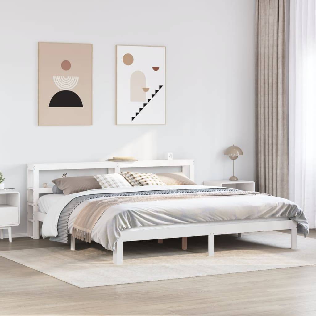 vidaXL Bettgestell mit Kopfteil ohne Matratze Weiß 180x200 cm