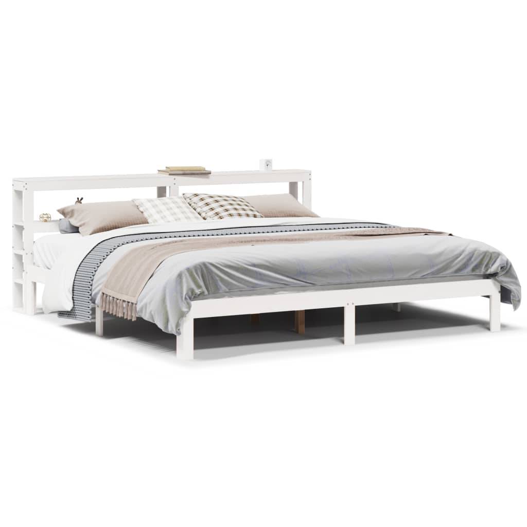 vidaXL Bettgestell mit Kopfteil ohne Matratze Weiß 180x200 cm