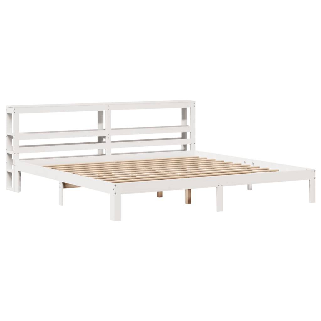 vidaXL Bettgestell mit Kopfteil ohne Matratze Weiß 180x200 cm