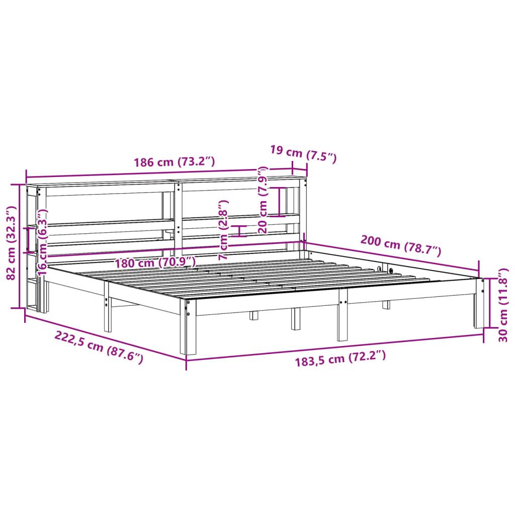 vidaXL Bettgestell mit Kopfteil ohne Matratze Weiß 180x200 cm