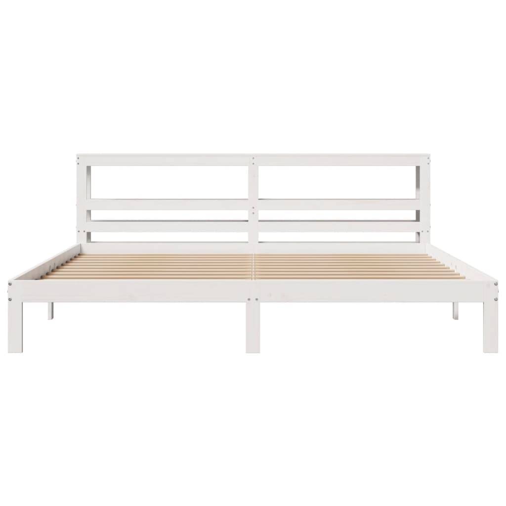 vidaXL Bettgestell mit Kopfteil ohne Matratze Weiß 180x200 cm