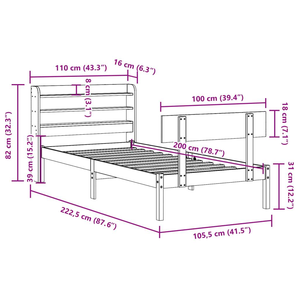 vidaXL Massivholzbett ohne Matratze Weiß 100x200 cm Kiefernholz