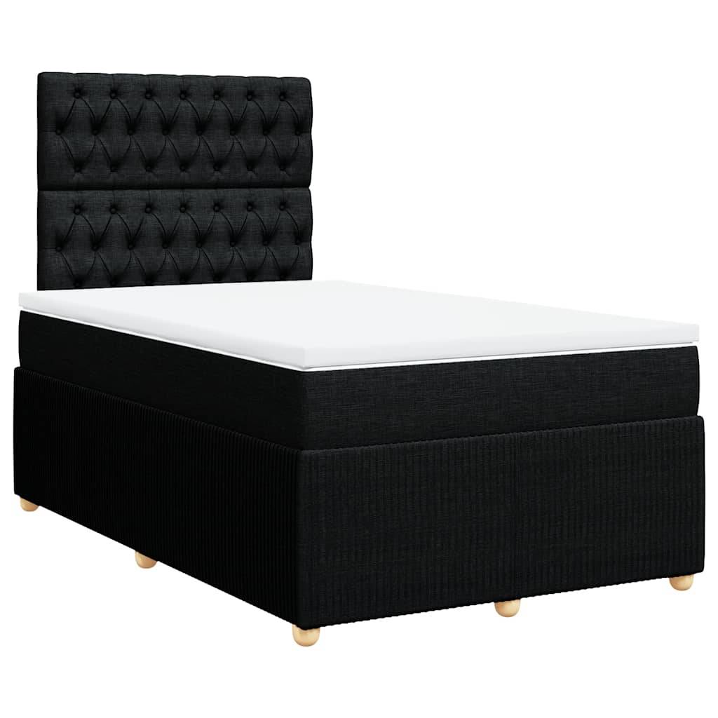 vidaXL Boxspringbett mit Matratze Schwarz 120x200 cm Stoff