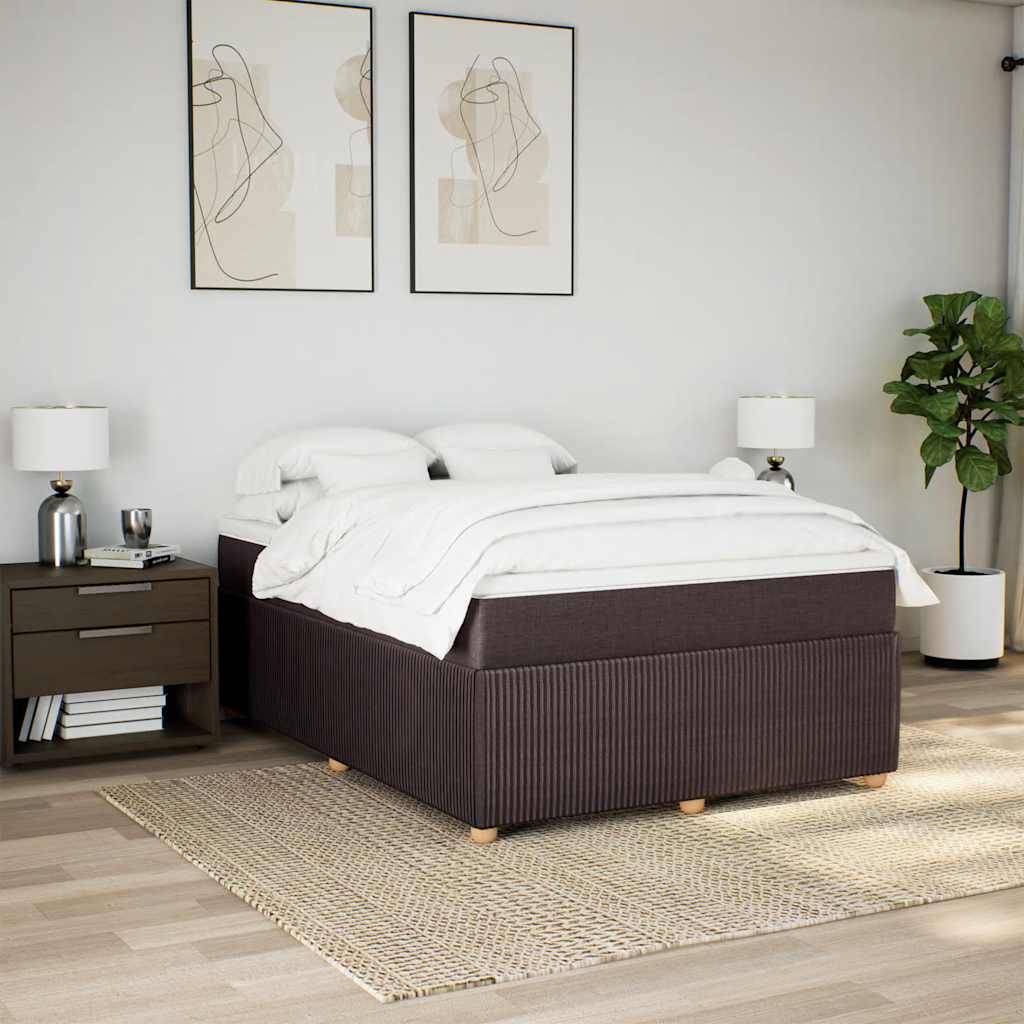 vidaXL Boxspringbett mit Matratze Dunkelbraun 140x200 cm Stoff