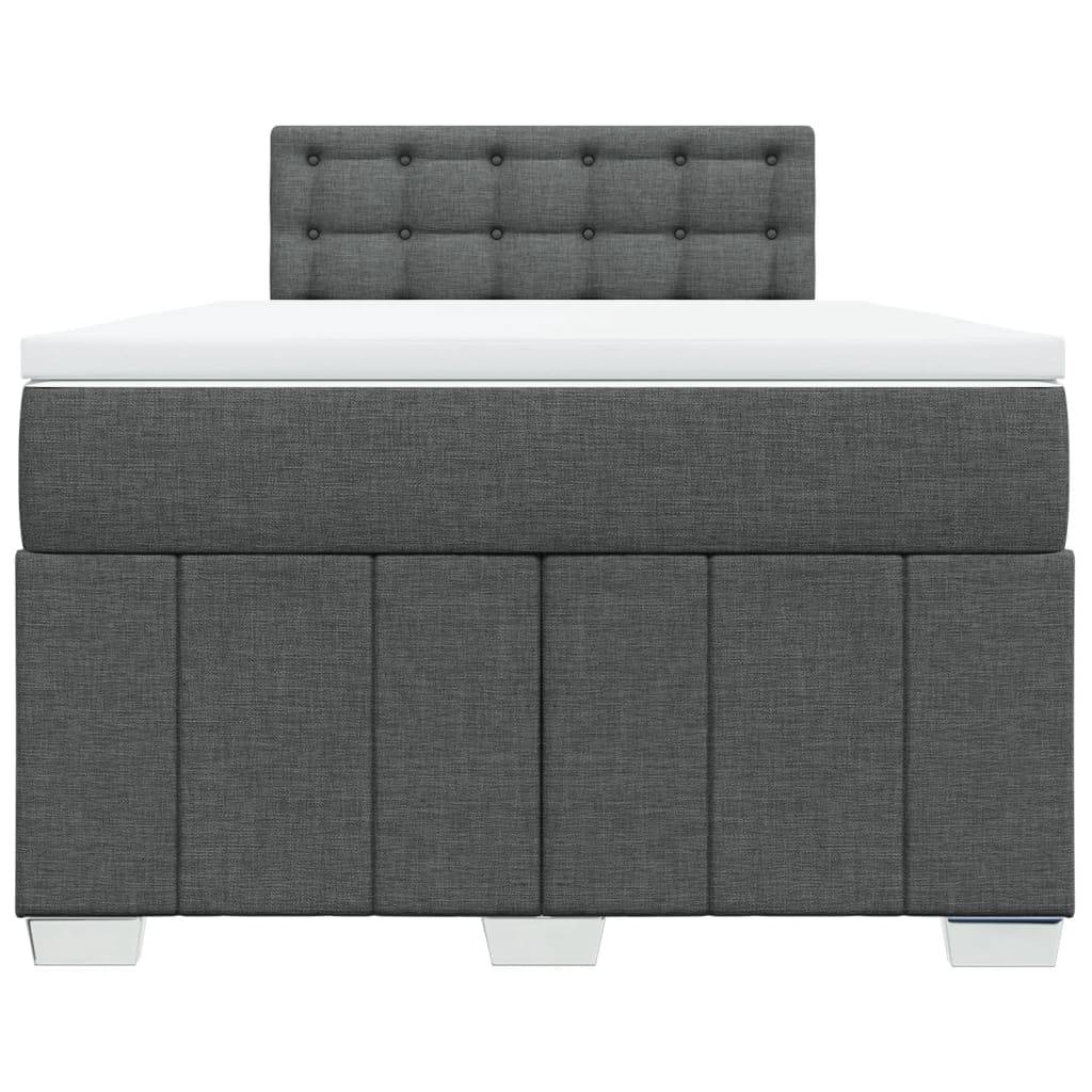 vidaXL Boxspringbett mit Matratze Dunkelgrau 120x200 cm Stoff