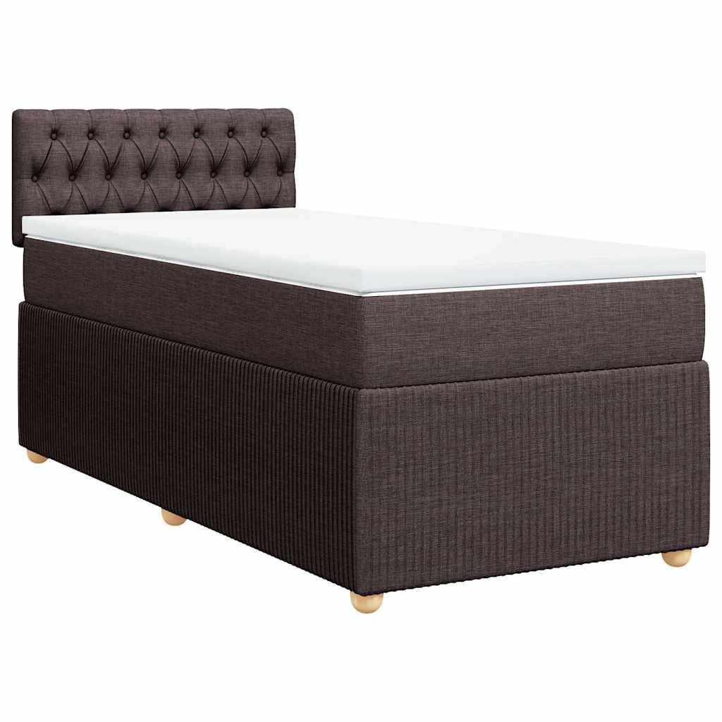 vidaXL Boxspringbett mit Matratze Dunkelbraun 90x200 cm Stoff