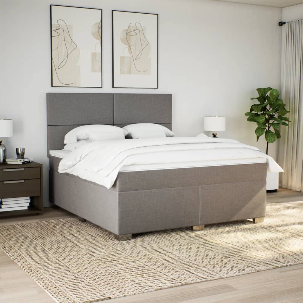vidaXL Boxspringbett mit Matratze Taupe 180x200 cm Stoff