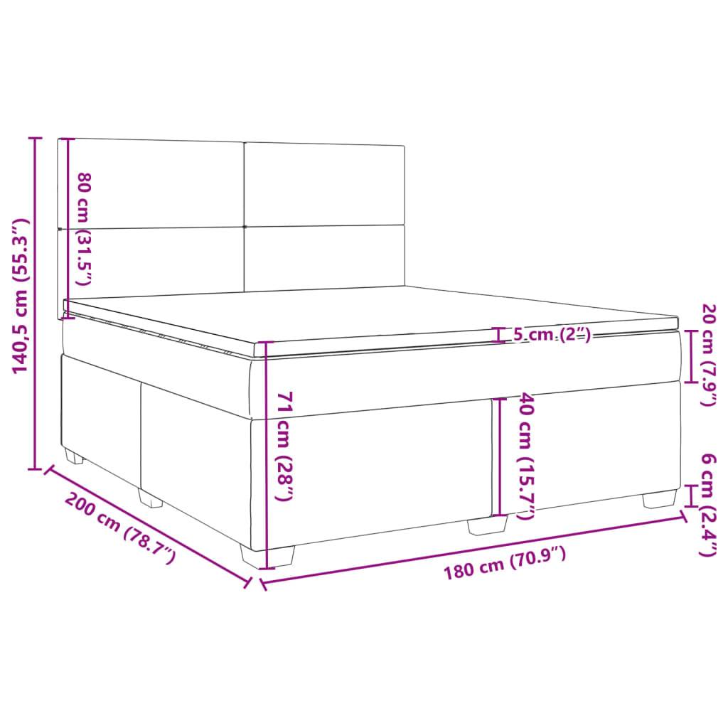 vidaXL Boxspringbett mit Matratze Taupe 180x200 cm Stoff