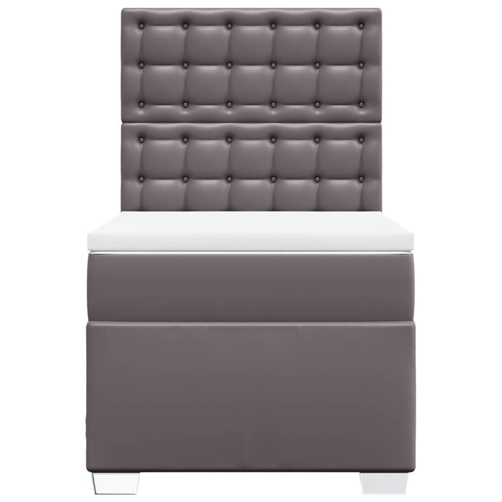 vidaXL Boxspringbett mit Matratze Grau 90x200 cm Kunstleder