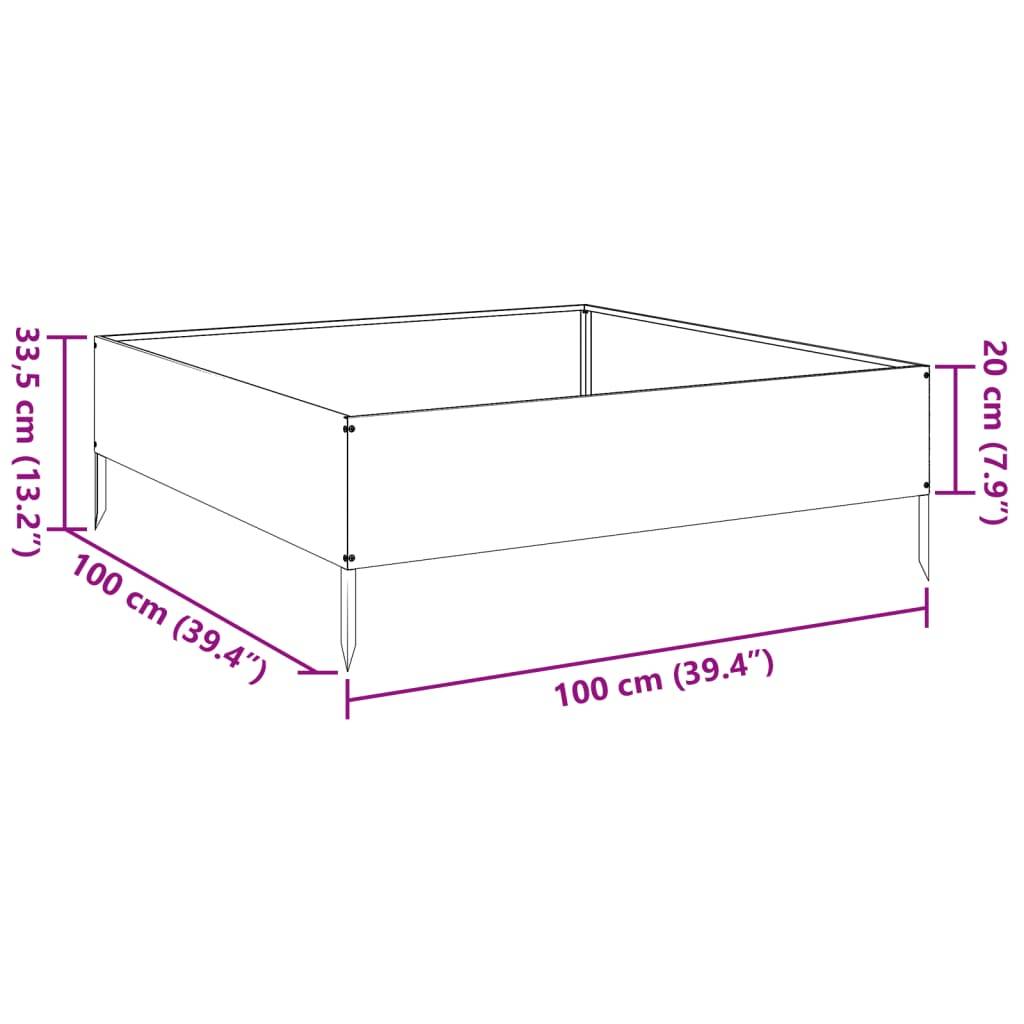 vidaXL Hochbeet 100x100x33,5 cm Edelstahl