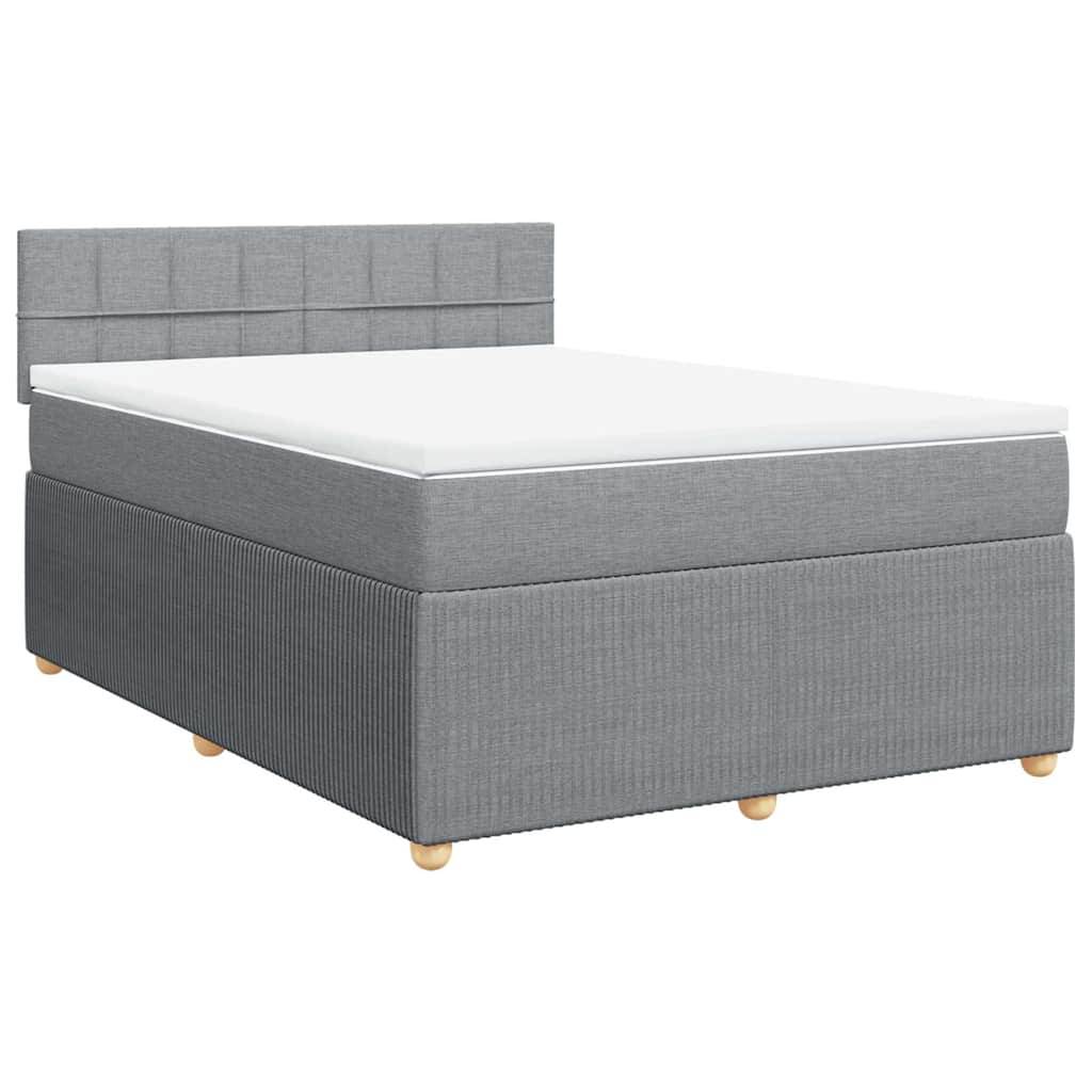 vidaXL Boxspringbett mit Matratze Hellgrau 140x200 cm Stoff