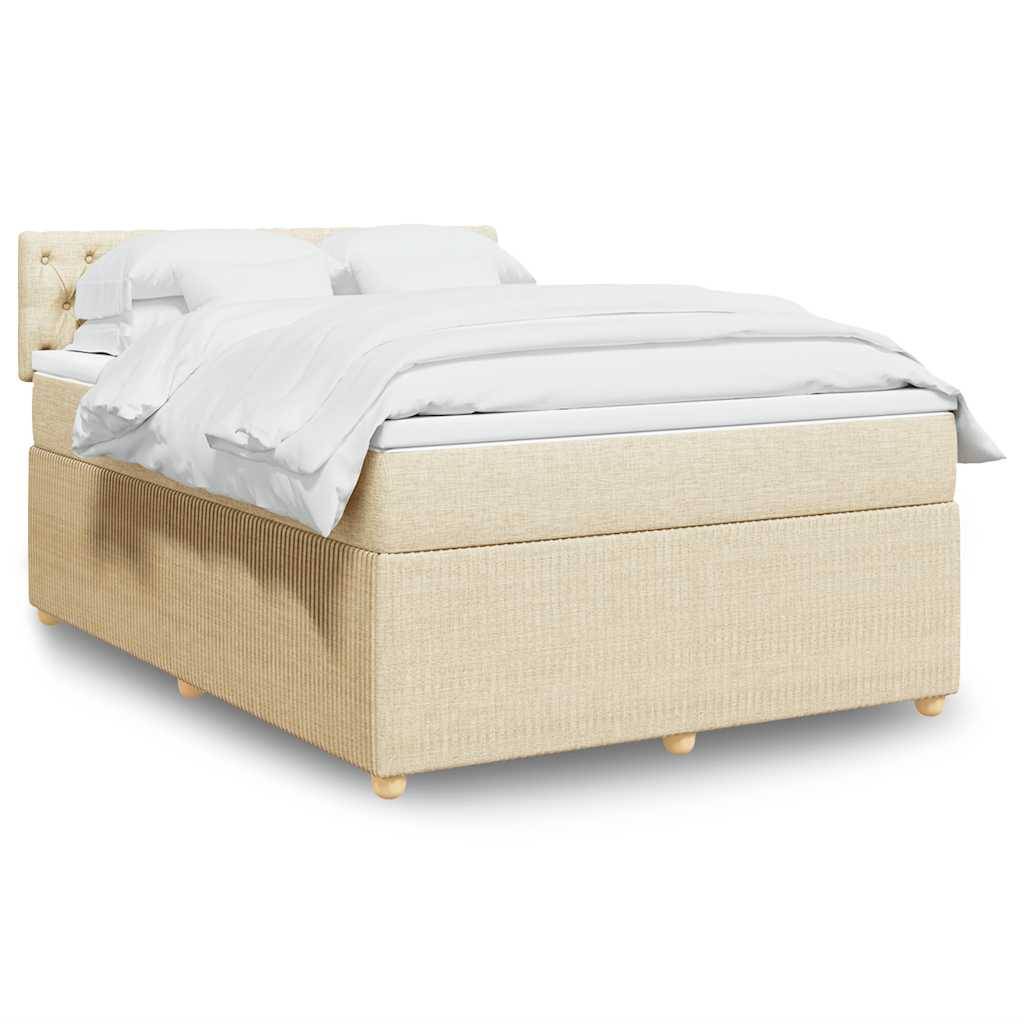 vidaXL Boxspringbett mit Matratze Creme 140x200 cm Stoff
