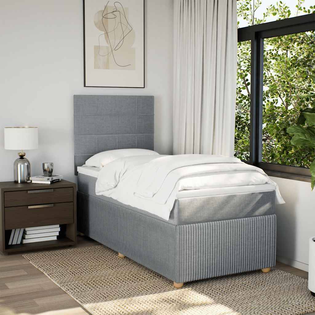vidaXL Boxspringbett mit Matratze Hellgrau 90x200 cm Stoff