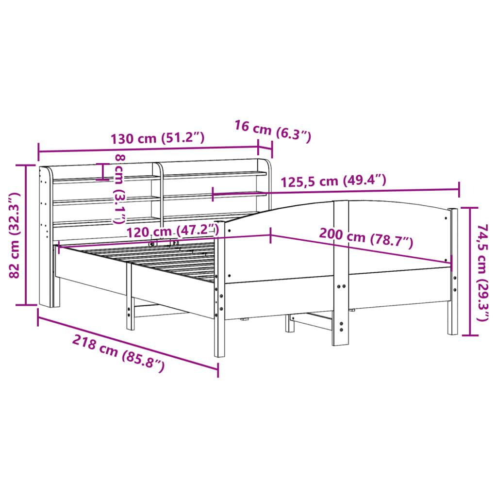 vidaXL Massivholzbett ohne Matratze Weiß 120x200 cm Kiefernholz
