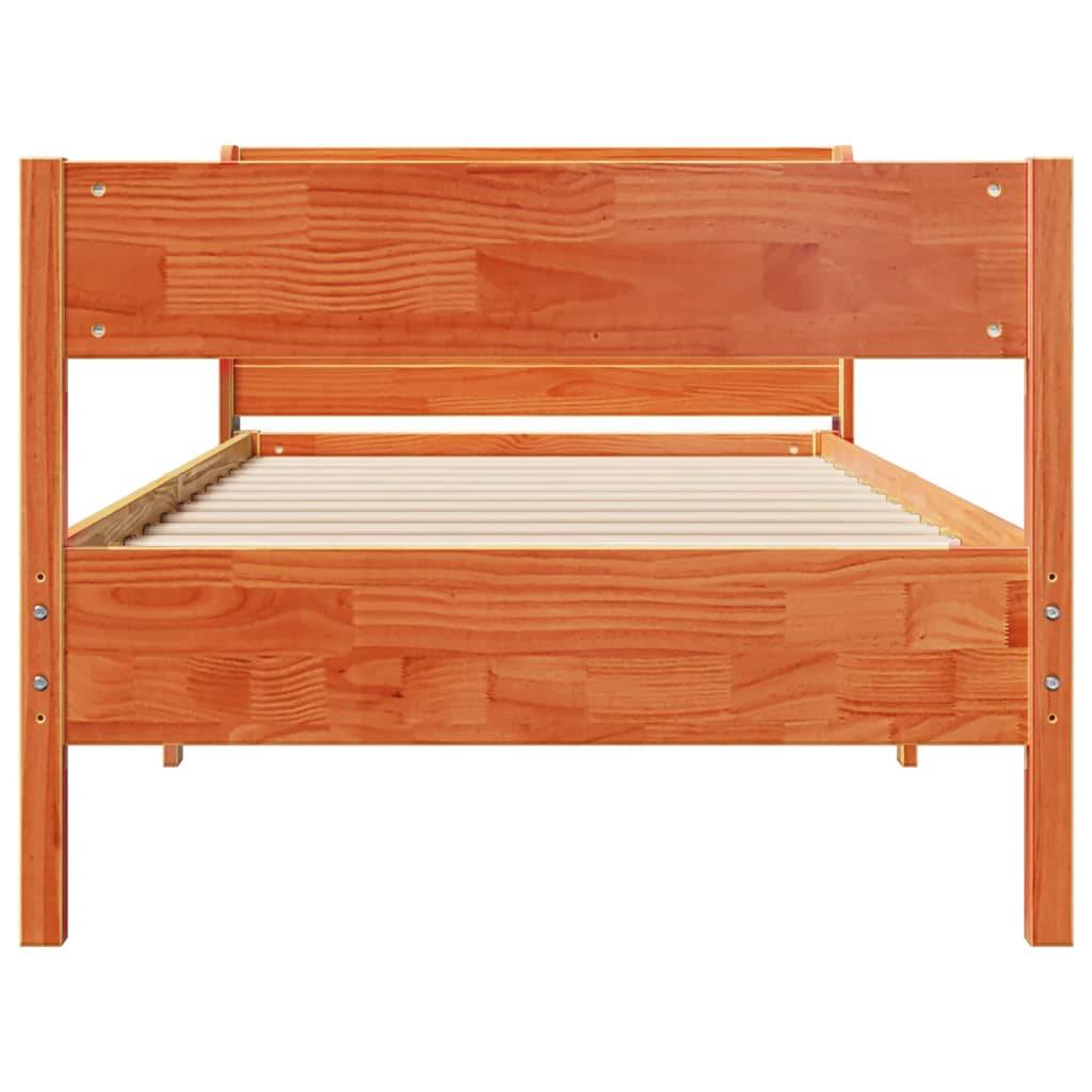 vidaXL Massivholzbett ohne Matratze Wachsbraun 75x190 cm Kiefernholz