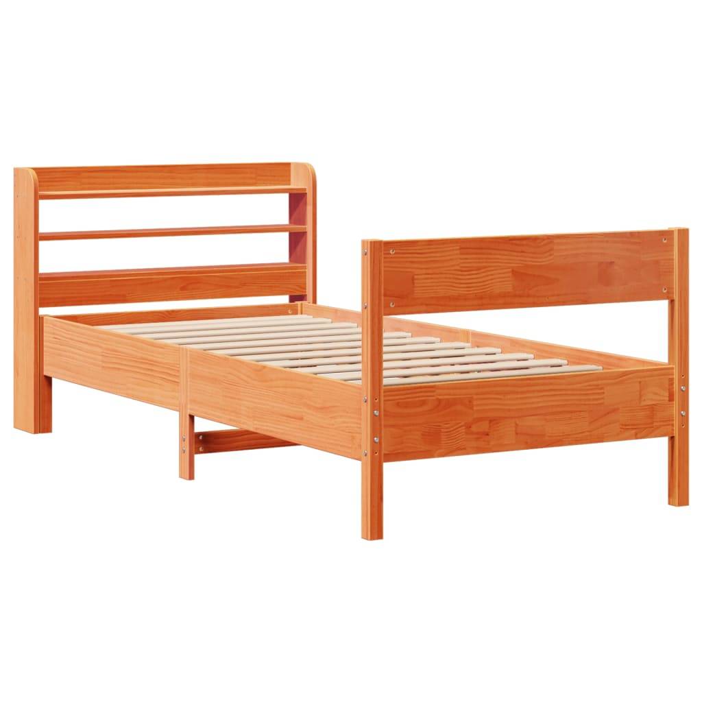 vidaXL Massivholzbett ohne Matratze Wachsbraun 75x190 cm Kiefernholz