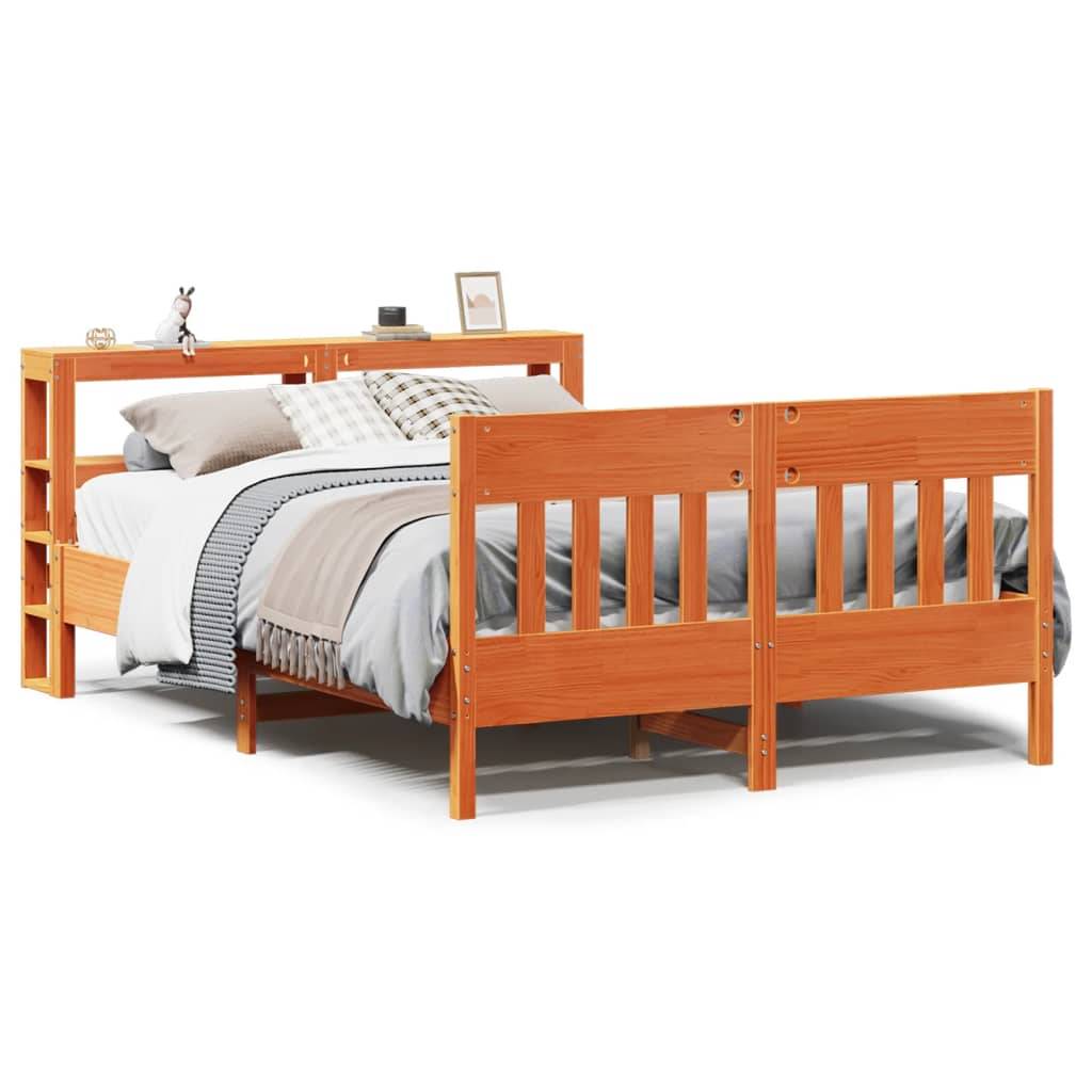 vidaXL Massivholzbett ohne Matratze Wachsbraun 120x190 cm Kiefernholz