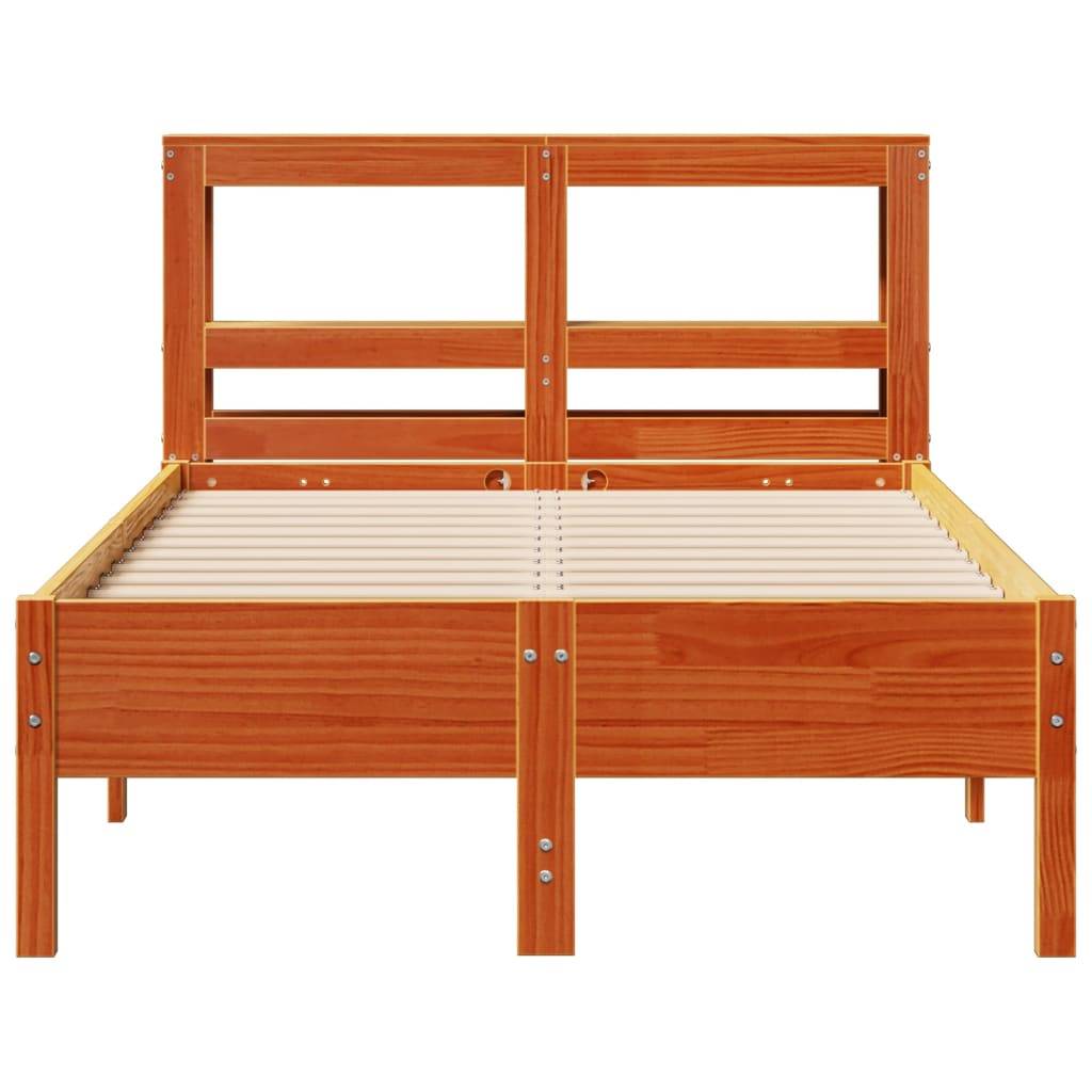 vidaXL Massivholzbett ohne Matratze Wachsbraun 120x200 cm Kiefernholz