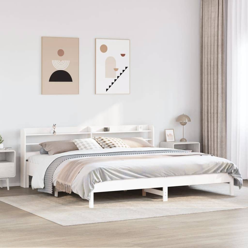vidaXL Massivholzbett ohne Matratze Weiß 200x200 cm Kiefernholz