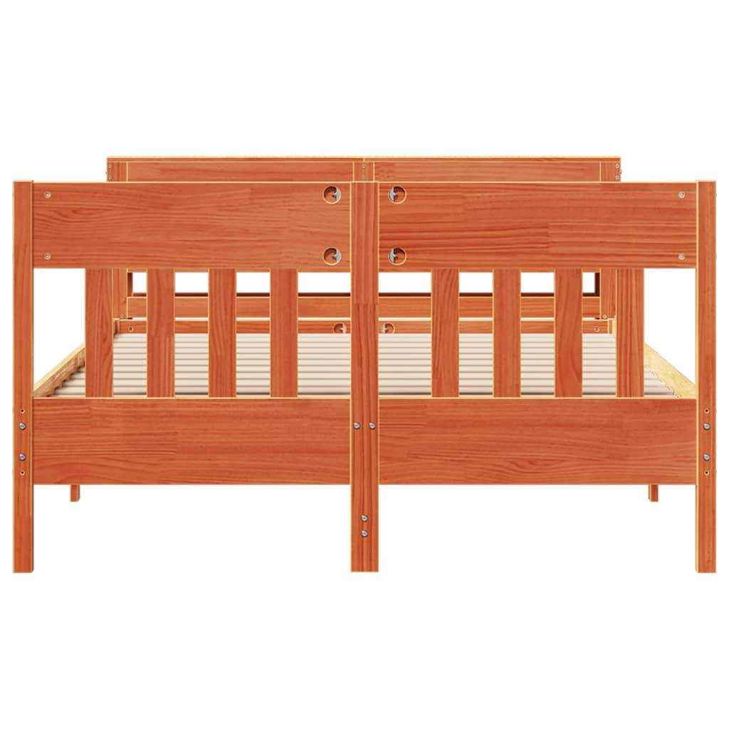 vidaXL Massivholzbett ohne Matratze Wachsbraun 135x190 cm Kiefernholz