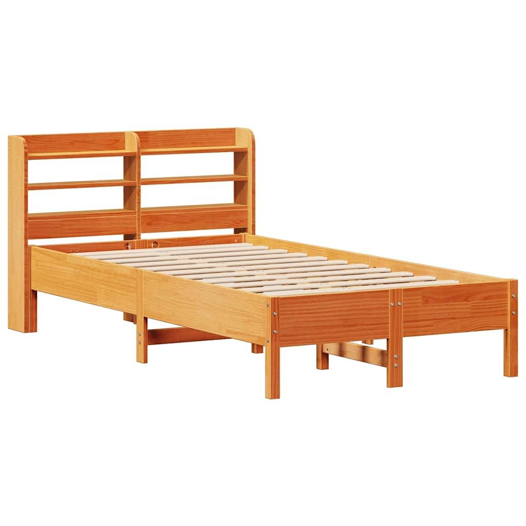 vidaXL Massivholzbett ohne Matratze Wachsbraun 100x200 Kiefernholz
