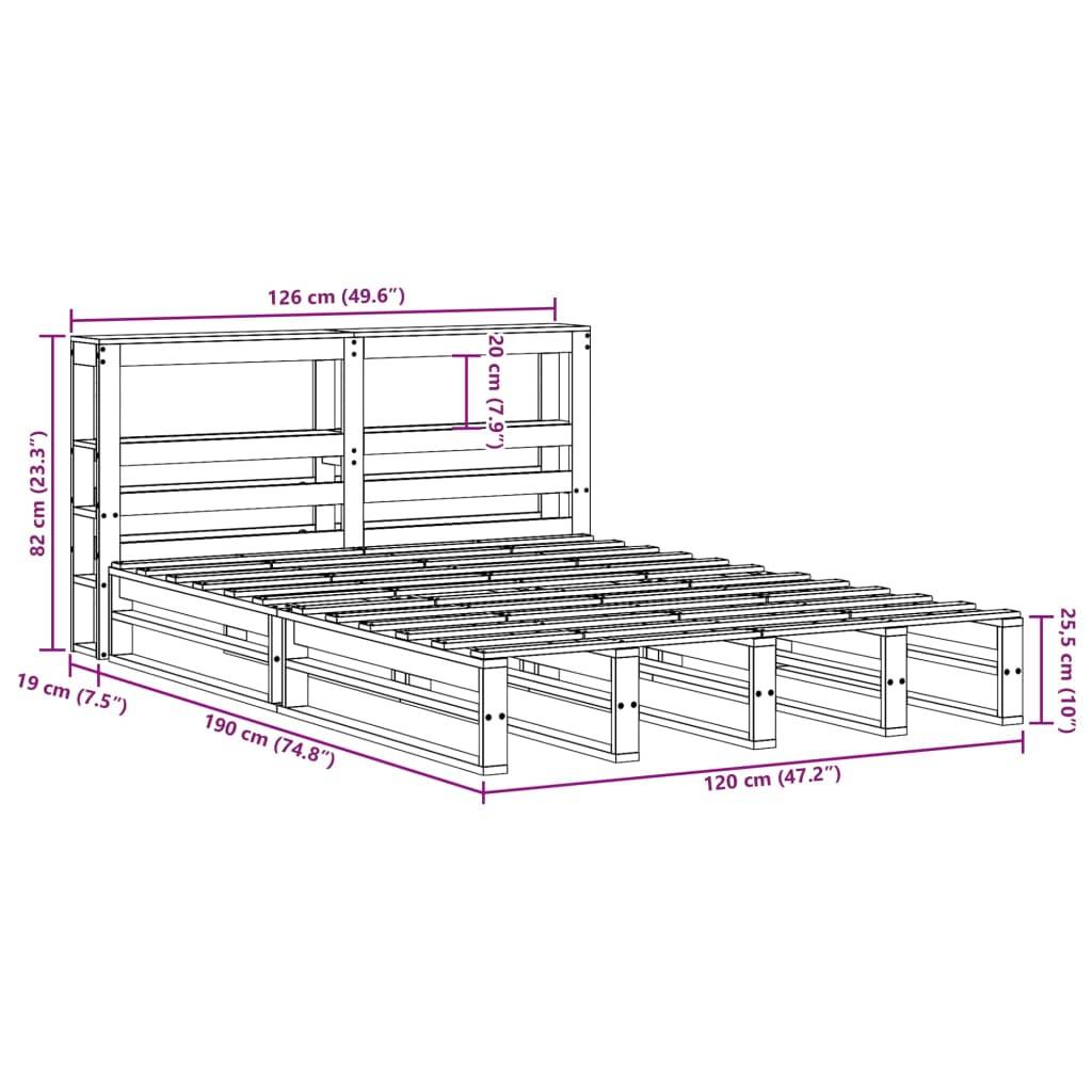 vidaXL Massivholzbett ohne Matratze Weiß 120x190 cm Kiefernholz